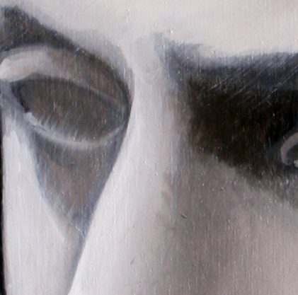 Dettaglio: l'occhio del busto e l'ombra sotto il sopracciglio