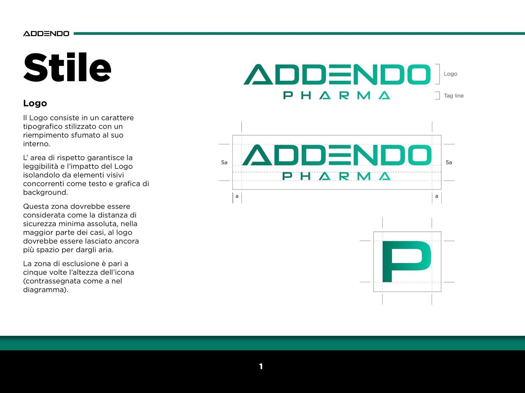 Palette a tema chiaro e scuro del brand Addendo Pharma